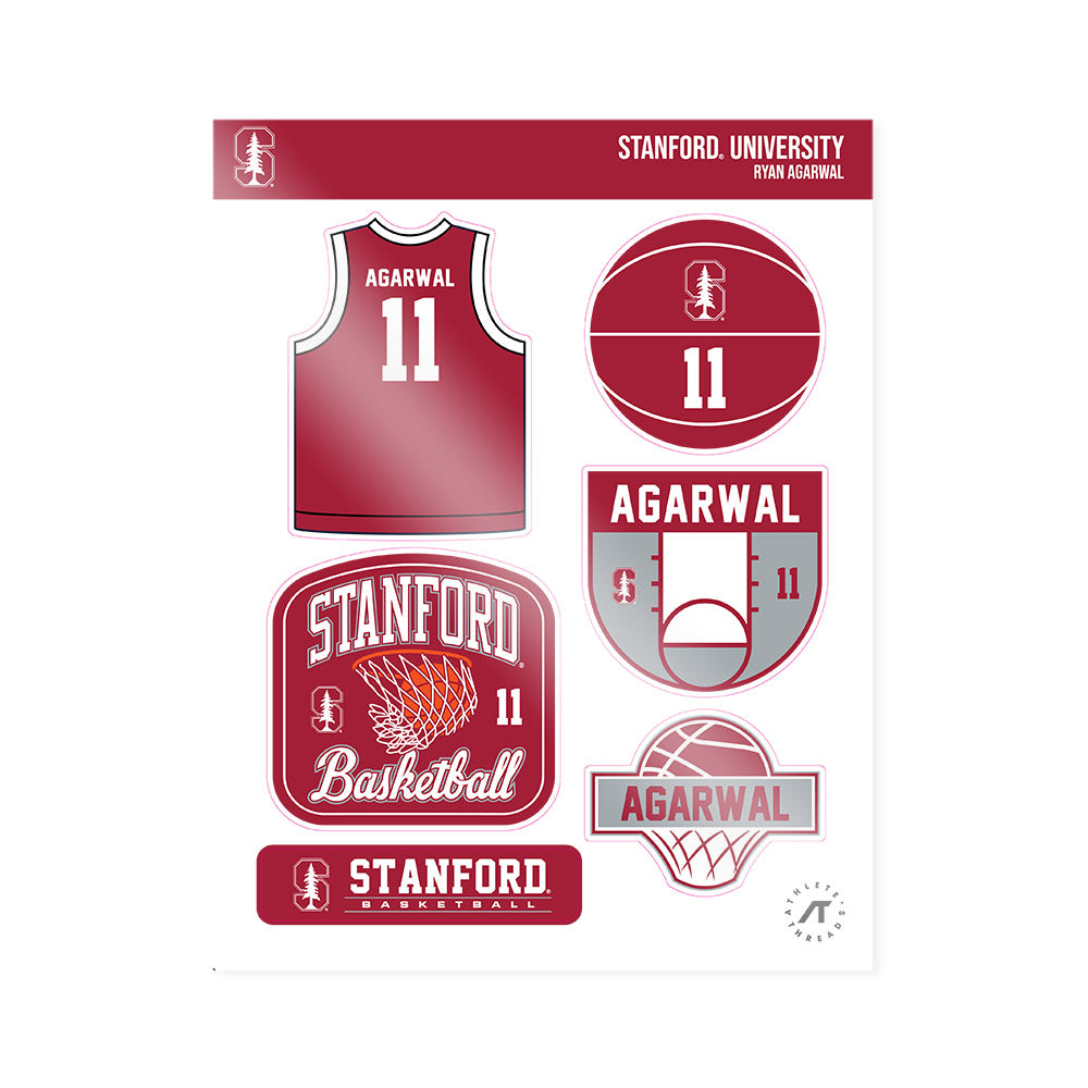 Stanford - NCAA Men's Basketball : Ryan Agarwal - Sticker Sheet-0