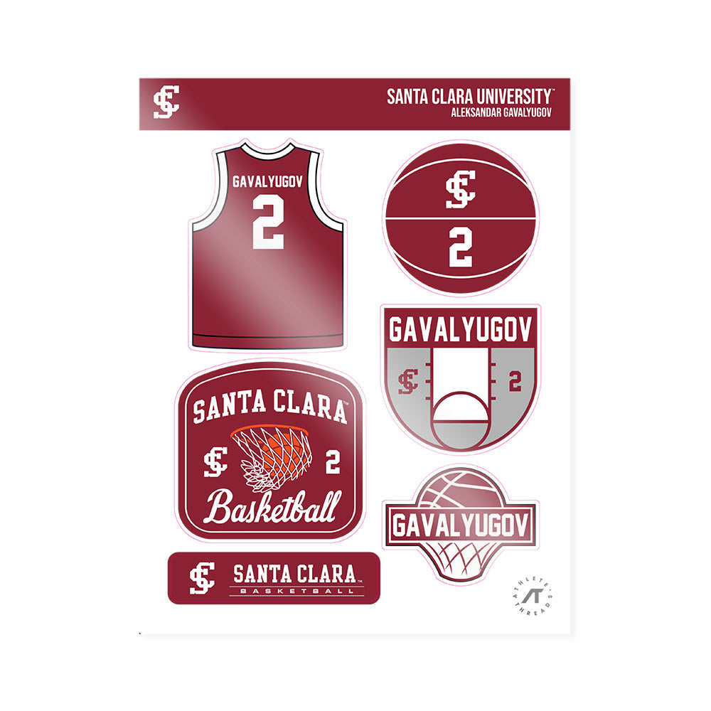 SCU - NCAA Men's Basketball : Aleksandar Gavalyugov - Sticker Sheet-0