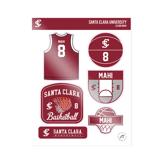 SCU - NCAA Men's Basketball : Elijah Mahi - Sticker Sheet-0