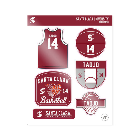 SCU - NCAA Men's Basketball : chris tadjo - Sticker Sheet-0
