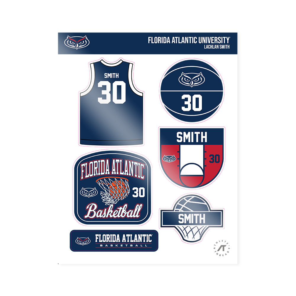 FAU - NCAA Men's Basketball : Lachlan Smith - Sticker Sheet-0