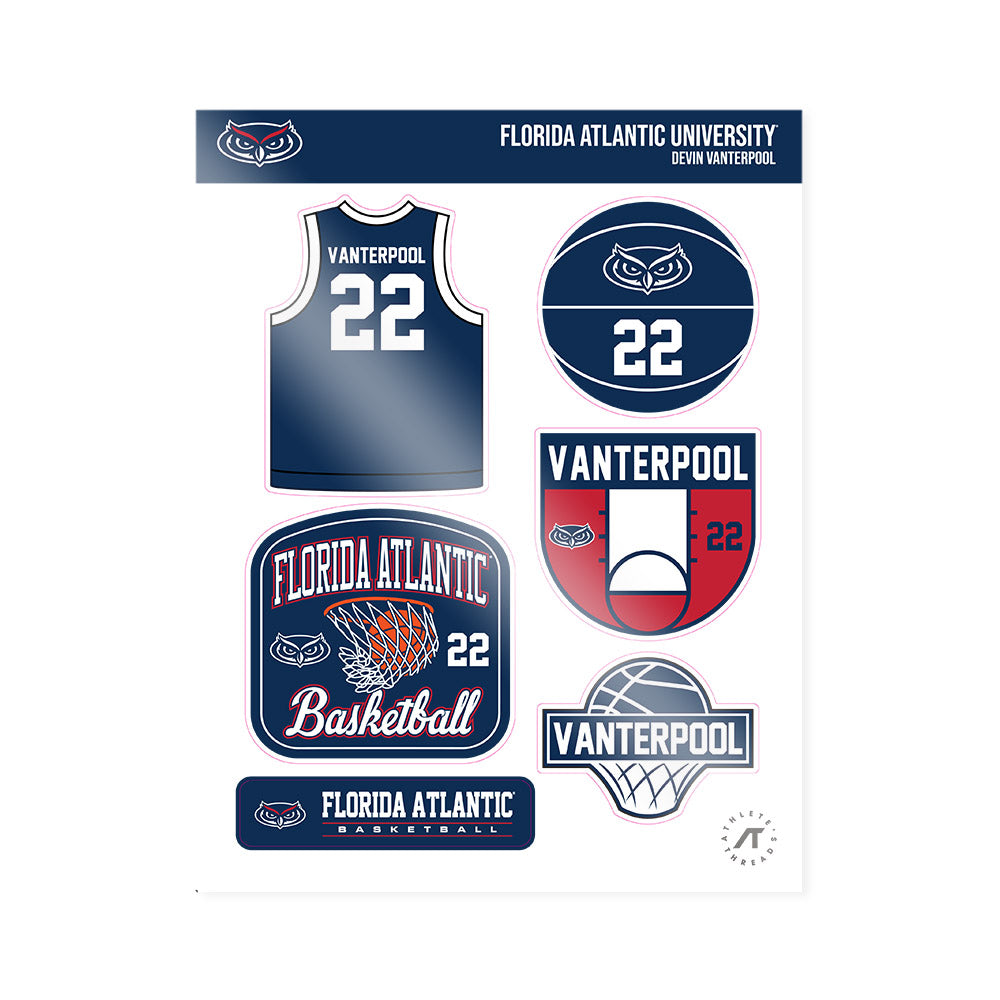 FAU - NCAA Men's Basketball : Devin Vanterpool - Sticker Sheet-0