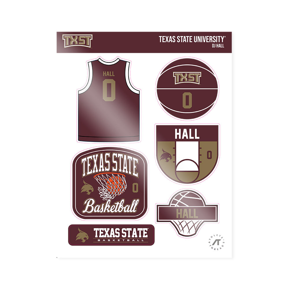 Texas State - NCAA Men's Basketball : Dj Hall - Sticker Sheet-0