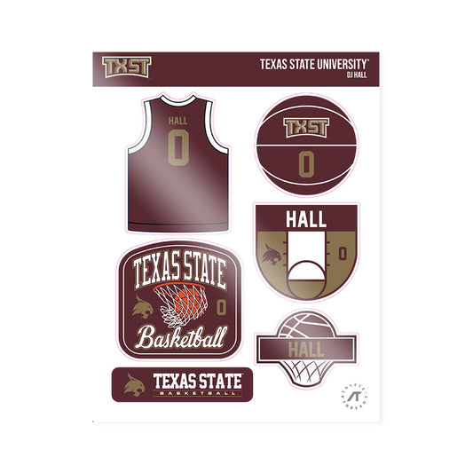 Texas State - NCAA Men's Basketball : Dj Hall - Sticker Sheet-0