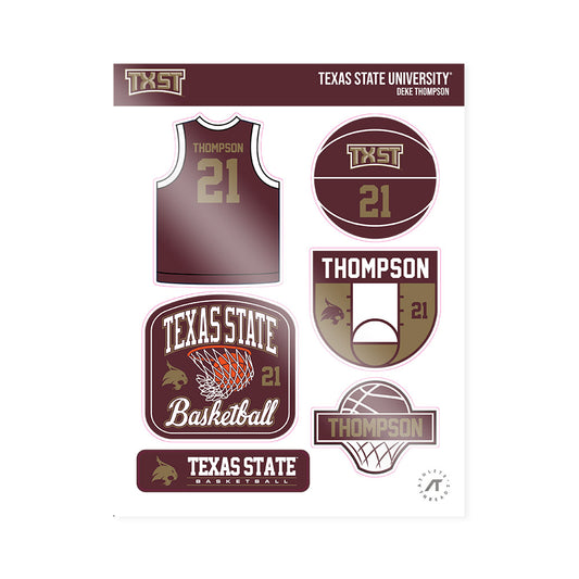 Texas State - NCAA Men's Basketball : Deke Thompson - Sticker Sheet-0