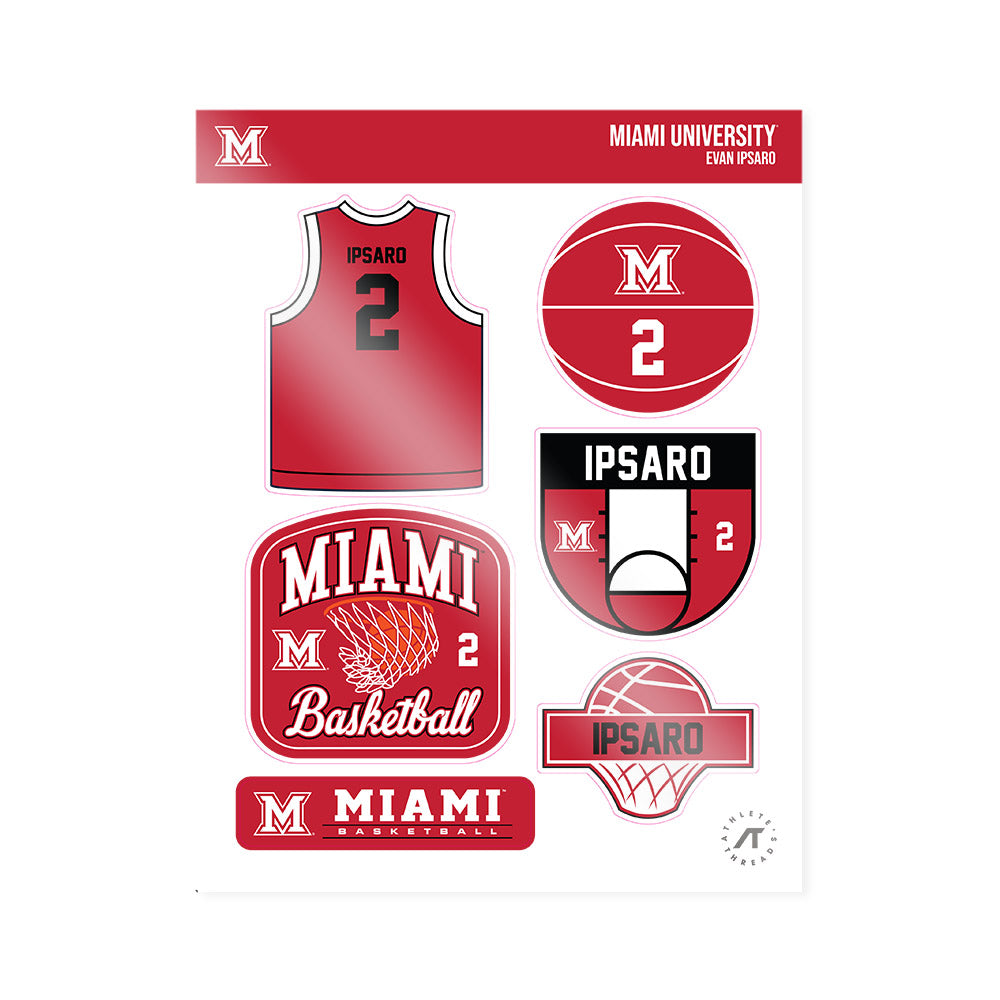 Miami of Ohio - NCAA Men's Basketball : Evan Ipsaro - Sticker Sheet-0
