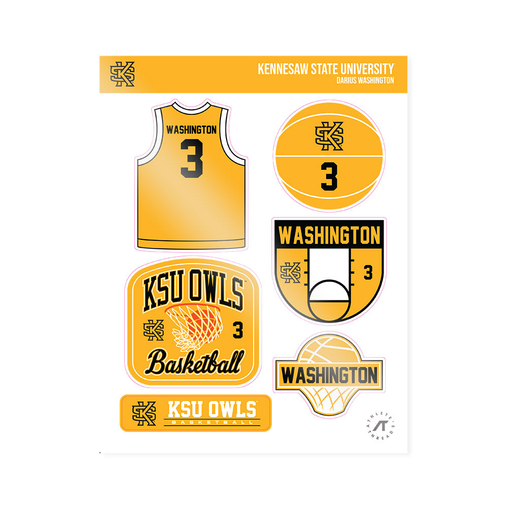 Kennesaw - NCAA Men's Basketball : Darius Washington - Sticker Sheet-0
