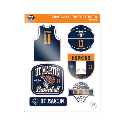 UT Martin - NCAA Men's Basketball : AJ Hopkins - Sticker Sheet-0