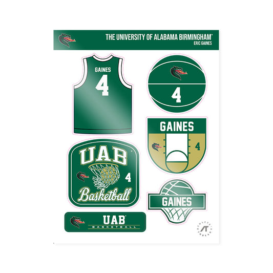 UAB - NCAA Men's Basketball : Eric Gaines - Sticker Sheet-0
