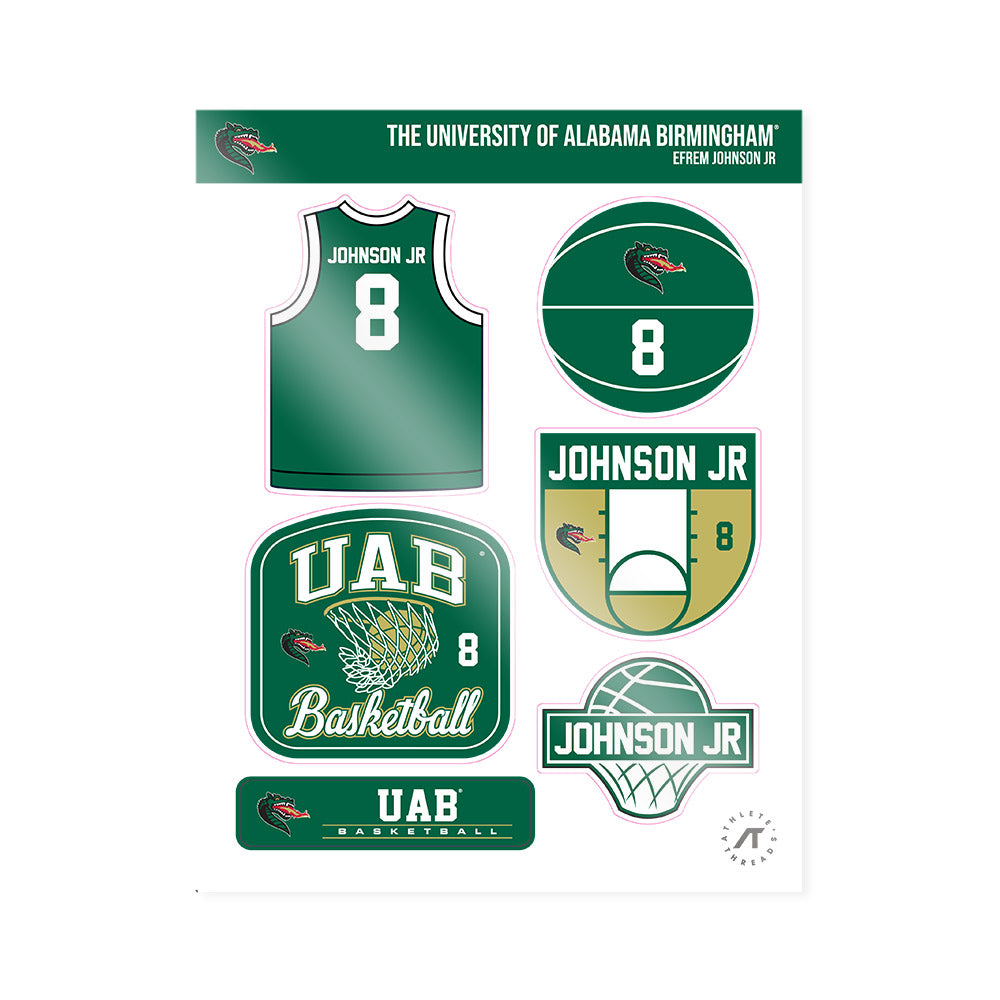 UAB - NCAA Men's Basketball : Efrem Johnson Jr - Sticker Sheet-0