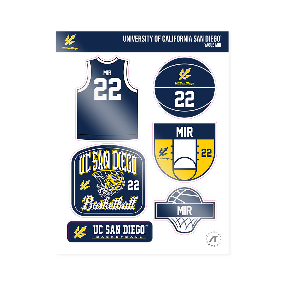 UCSD - NCAA Men's Basketball : Yaqub Mir - Sticker Sheet-0