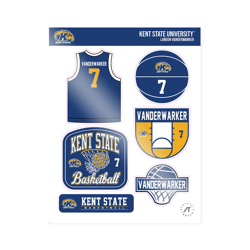 Kent State - NCAA Men's Basketball : Landon Vanderwarker - Sticker Sheet-0