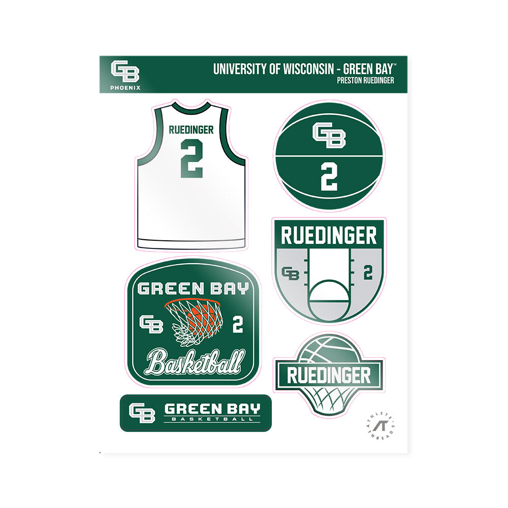 UW Green Bay - NCAA Men's Basketball : Preston Ruedinger - Sticker Sheet-0