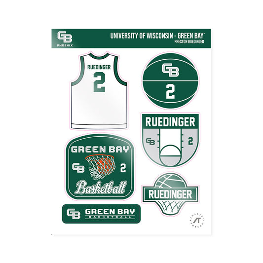 UW Green Bay - NCAA Men's Basketball : Preston Ruedinger - Sticker Sheet-0