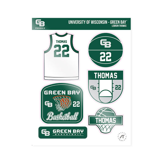 UW Green Bay - NCAA Men's Basketball : LeBron Thomas - Sticker Sheet-0