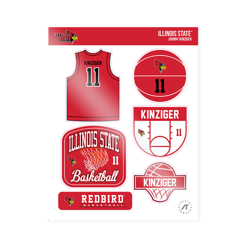 Illinois State - NCAA Men's Basketball : Johnny Kinziger - Sticker Sheet-0