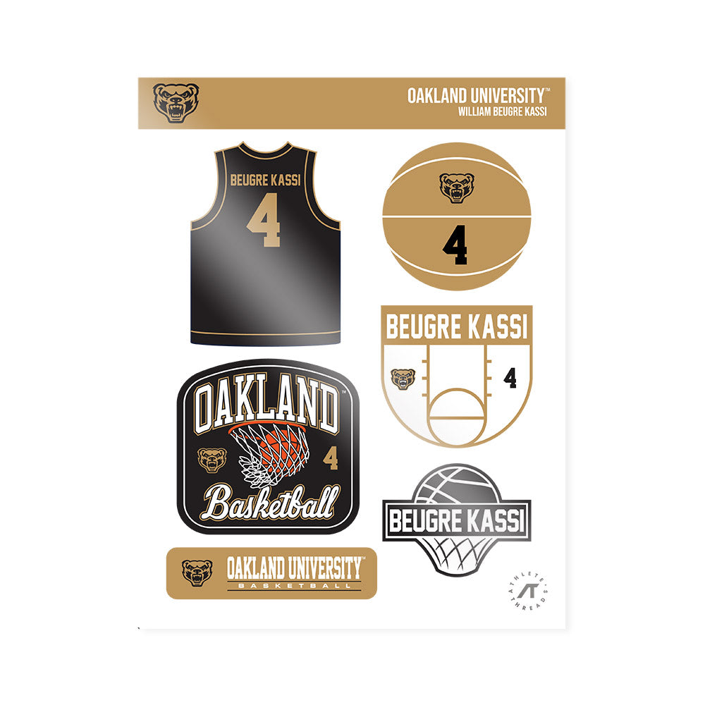 Oakland - NCAA Men's Basketball : William Beugre kassi - Sticker Sheet-0