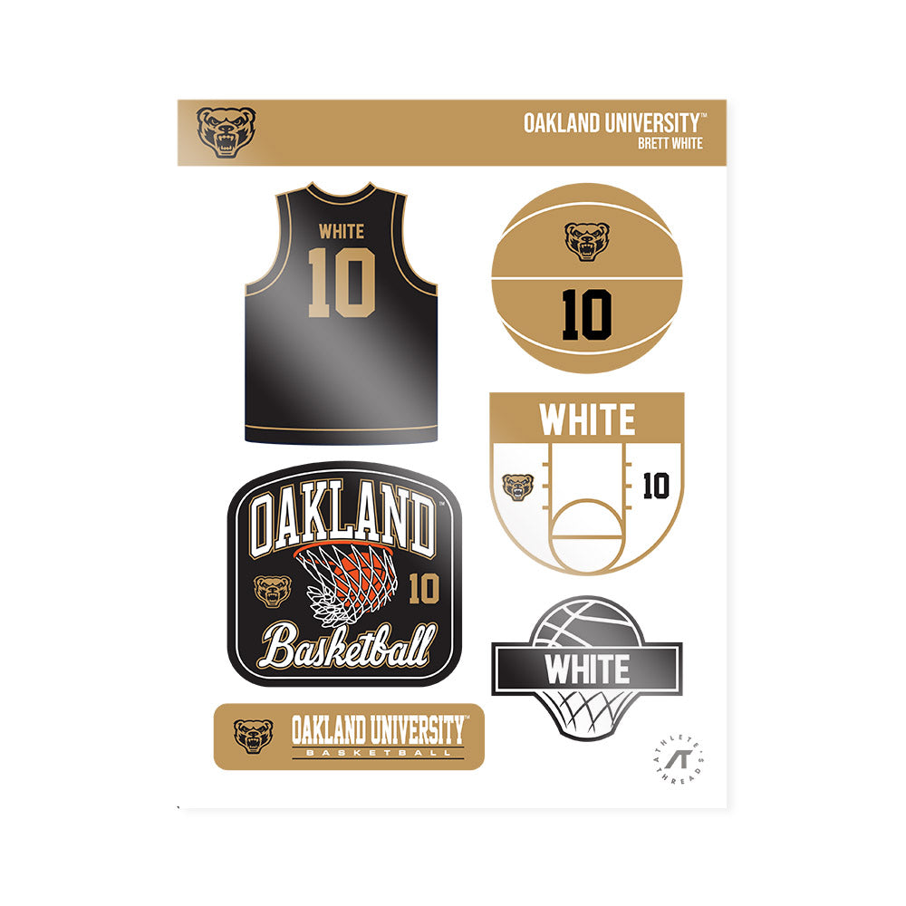 Oakland - NCAA Men's Basketball : Brett White - Sticker Sheet-0