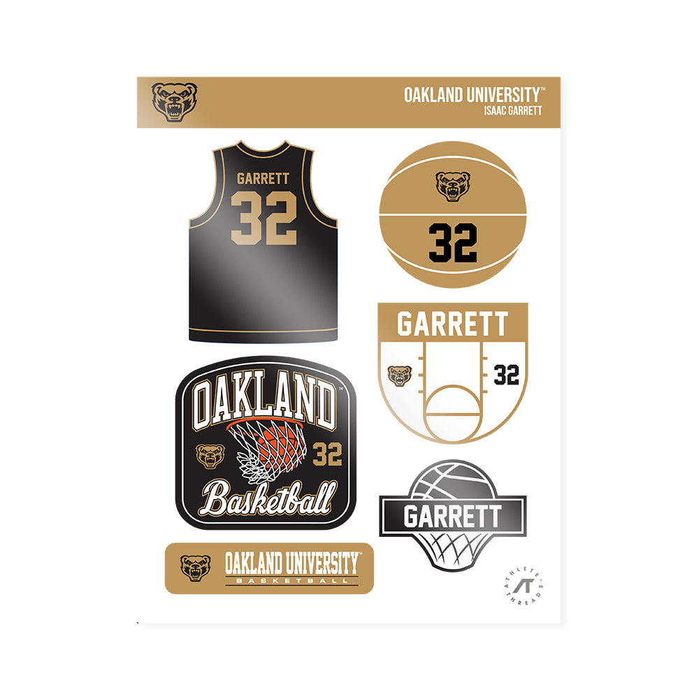 Oakland - NCAA Men's Basketball : Isaac Garrett - Sticker Sheet-0