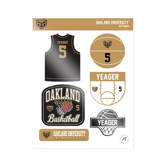 Oakland - NCAA Men's Basketball : MJ Yeager - Sticker Sheet-0