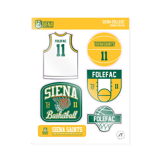 Siena - NCAA Men's Basketball : Francis Folefac - Sticker Sheet-0
