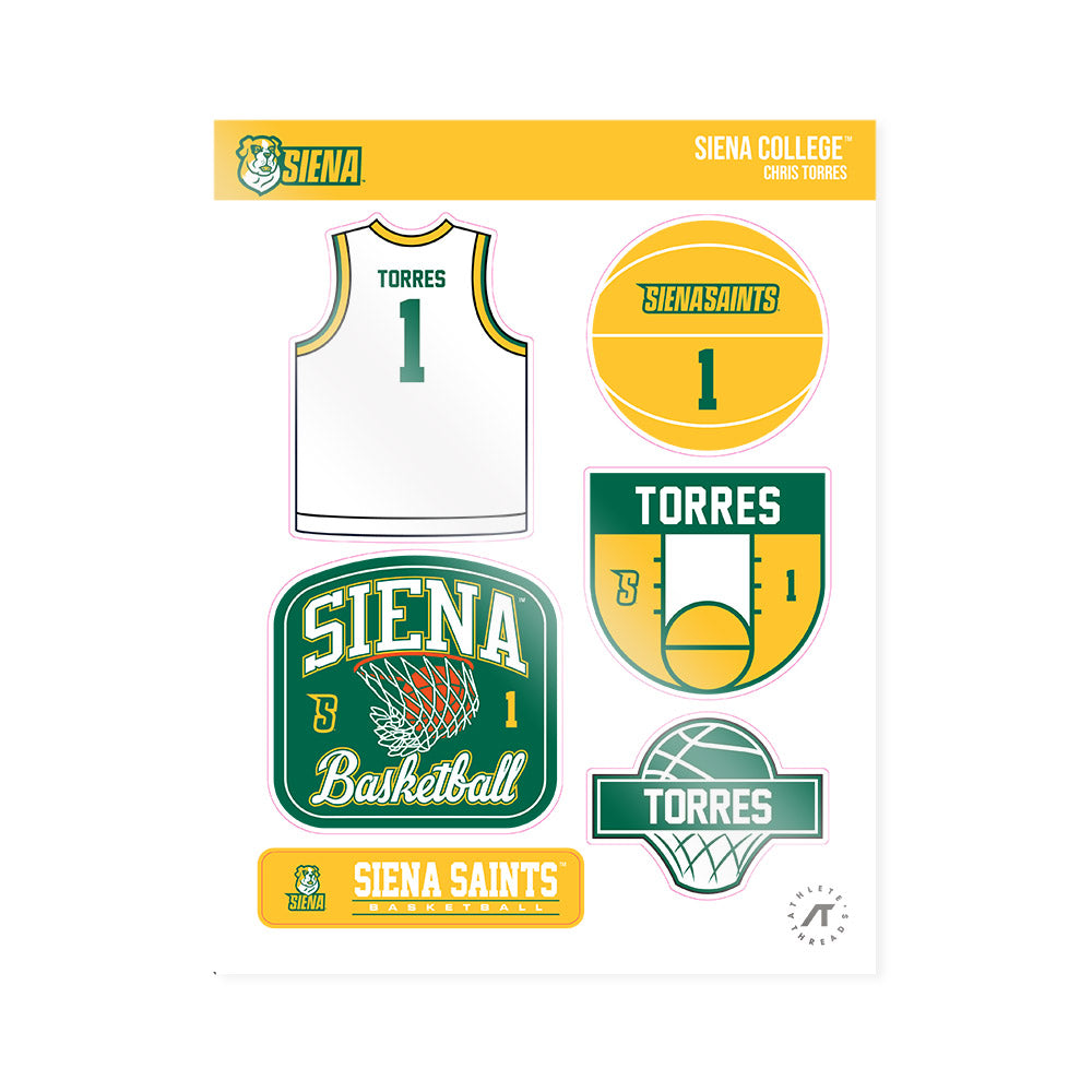 Siena - NCAA Men's Basketball : Chris Torres - Sticker Sheet-0