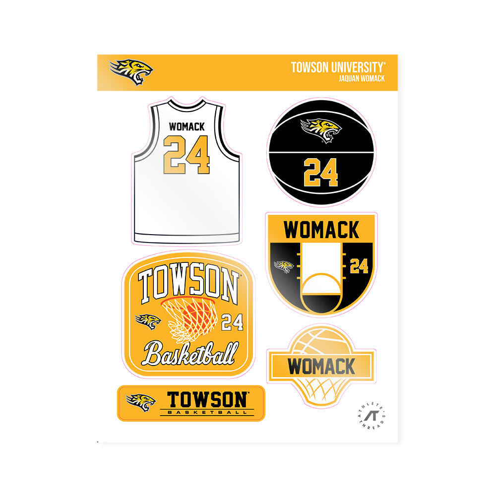 Towson - NCAA Men's Basketball : Jaquan Womack - Sticker Sheet-0