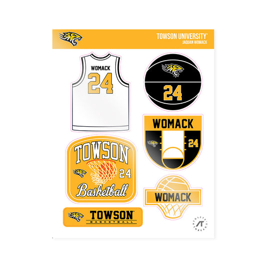 Towson - NCAA Men's Basketball : Jaquan Womack - Sticker Sheet-0