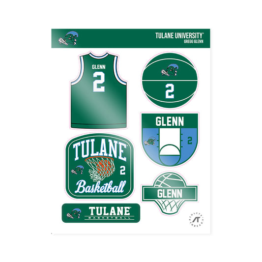 Tulane - NCAA Men's Basketball : Gregg Glenn - Sticker Sheet-0