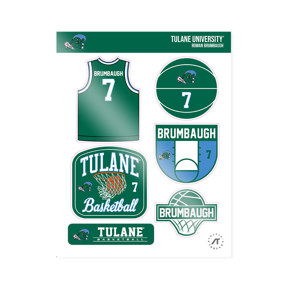 Tulane - NCAA Men's Basketball : Rowan Brumbaugh - Sticker Sheet-0