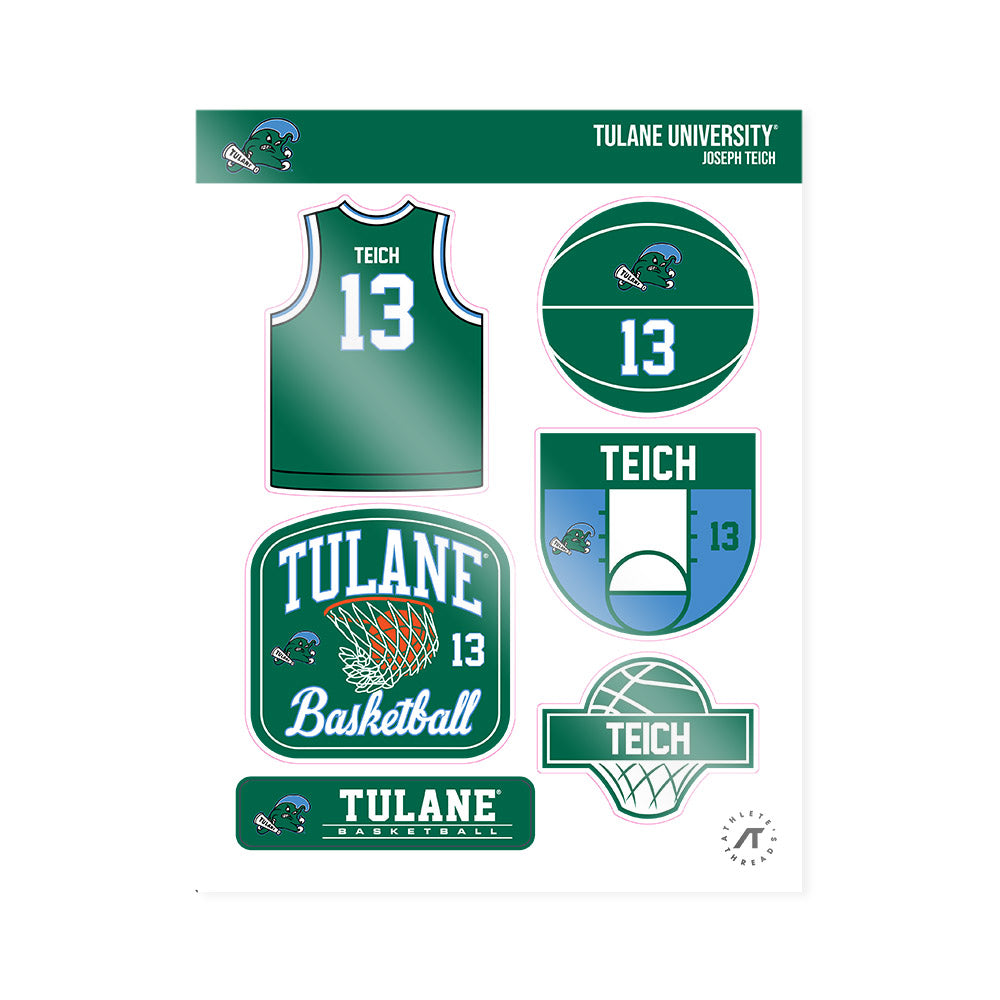 Tulane - NCAA Men's Basketball : Joseph Teich - Sticker Sheet-0