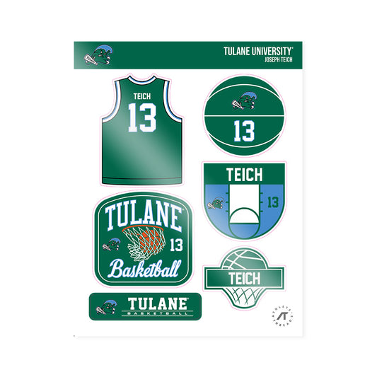 Tulane - NCAA Men's Basketball : Joseph Teich - Sticker Sheet-0
