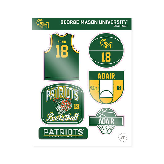 GMU - NCAA Men's Basketball : Emmett Adair - Sticker Sheet-0