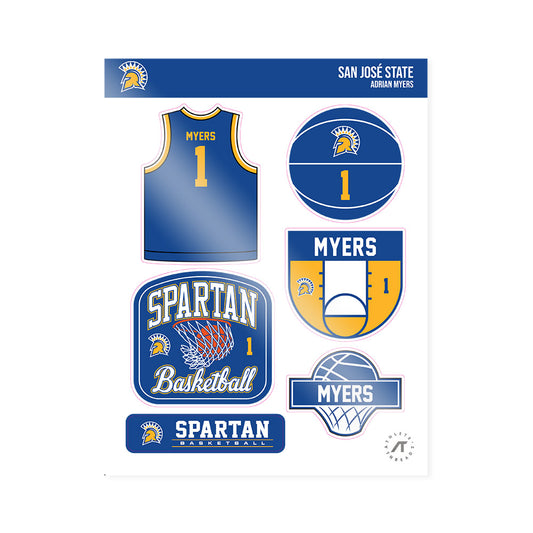 SJSU - NCAA Men's Basketball : Adrian Myers - Sticker Sheet-0