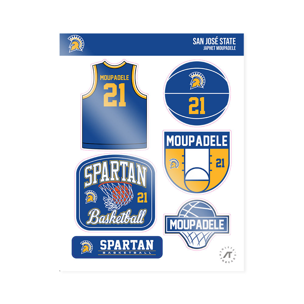 SJSU - NCAA Men's Basketball : Japhet Moupadele - Sticker Sheet-0