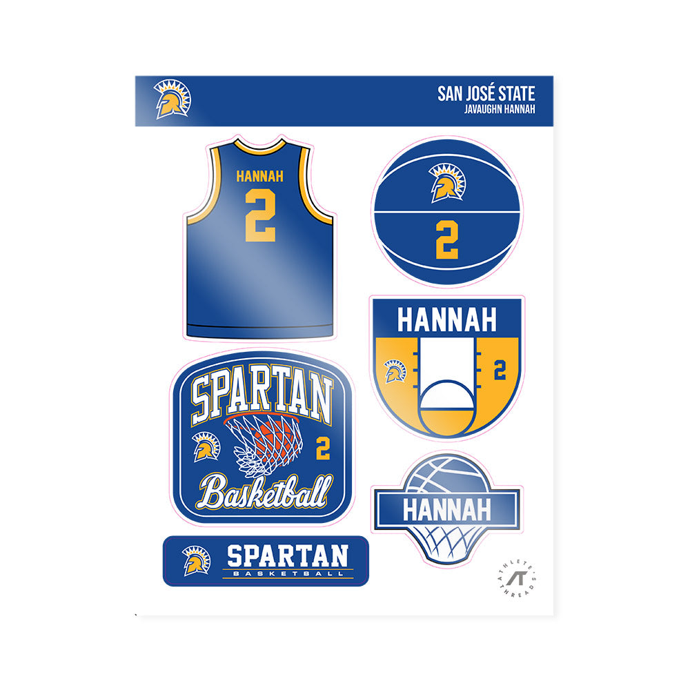 SJSU - NCAA Men's Basketball : Javaughn Hannah - Sticker Sheet-0