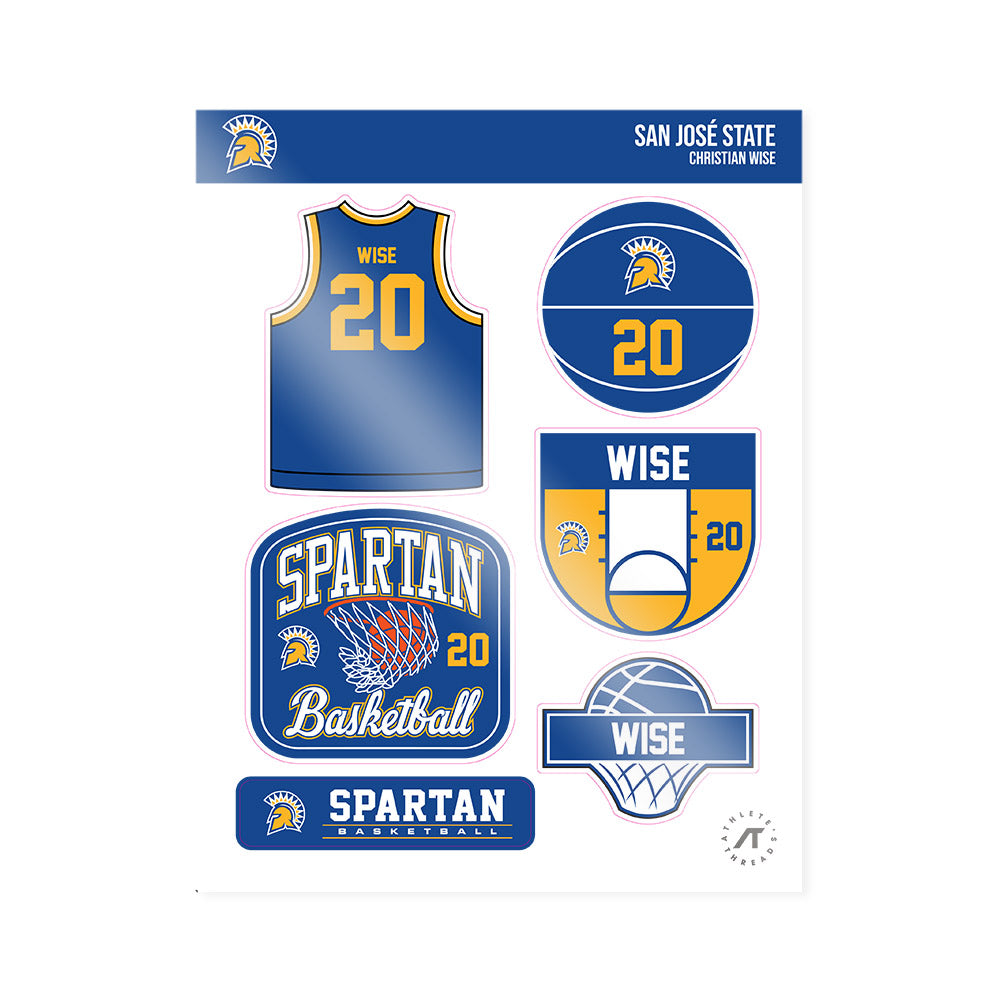 SJSU - NCAA Men's Basketball : Christian Wise - Sticker Sheet-0