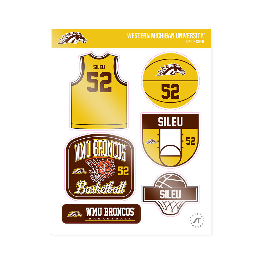 Western Michigan - NCAA Men's Basketball : Junior Sileu - Sticker Sheet-0