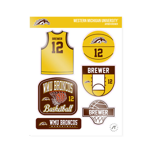Western Michigan - NCAA Men's Basketball : Jayden Brewer - Sticker Sheet-0
