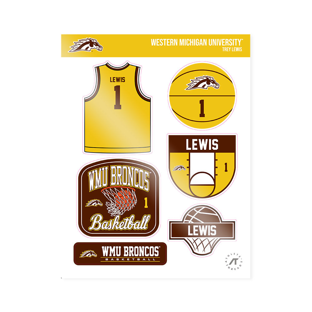 Western Michigan - NCAA Men's Basketball : Trey Lewis - Sticker Sheet-0