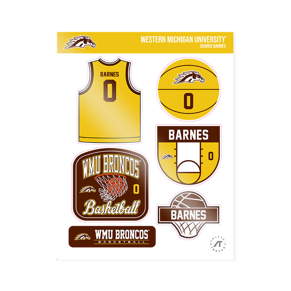 Western Michigan - NCAA Men's Basketball : Sharod Barnes - Sticker Sheet-0
