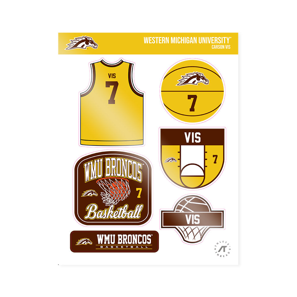 Western Michigan - NCAA Men's Basketball : Carson Vis - Sticker Sheet-0