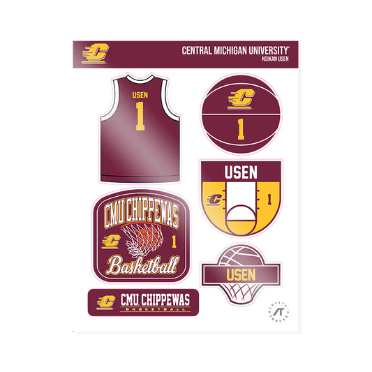 Central Michigan - NCAA Men's Basketball : Nsikan Usen - Sticker Sheet-0