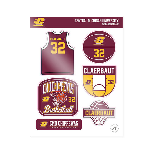 Central Michigan - NCAA Men's Basketball : Nathan Claerbaut - Sticker Sheet-0