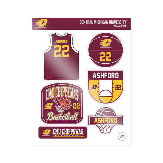 Central Michigan - NCAA Men's Basketball : Will Ashford - Sticker Sheet-0