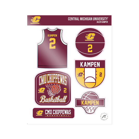 Central Michigan - NCAA Men's Basketball : Jalen Kampen - Sticker Sheet-0