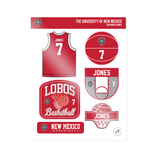 New Mexico - NCAA Men's Basketball : Sir Marius Jones - Sticker Sheet-0