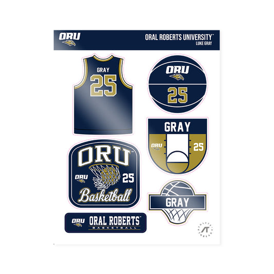 Oral Roberts - NCAA Men's Basketball : Luke Gray - Sticker Sheet-0