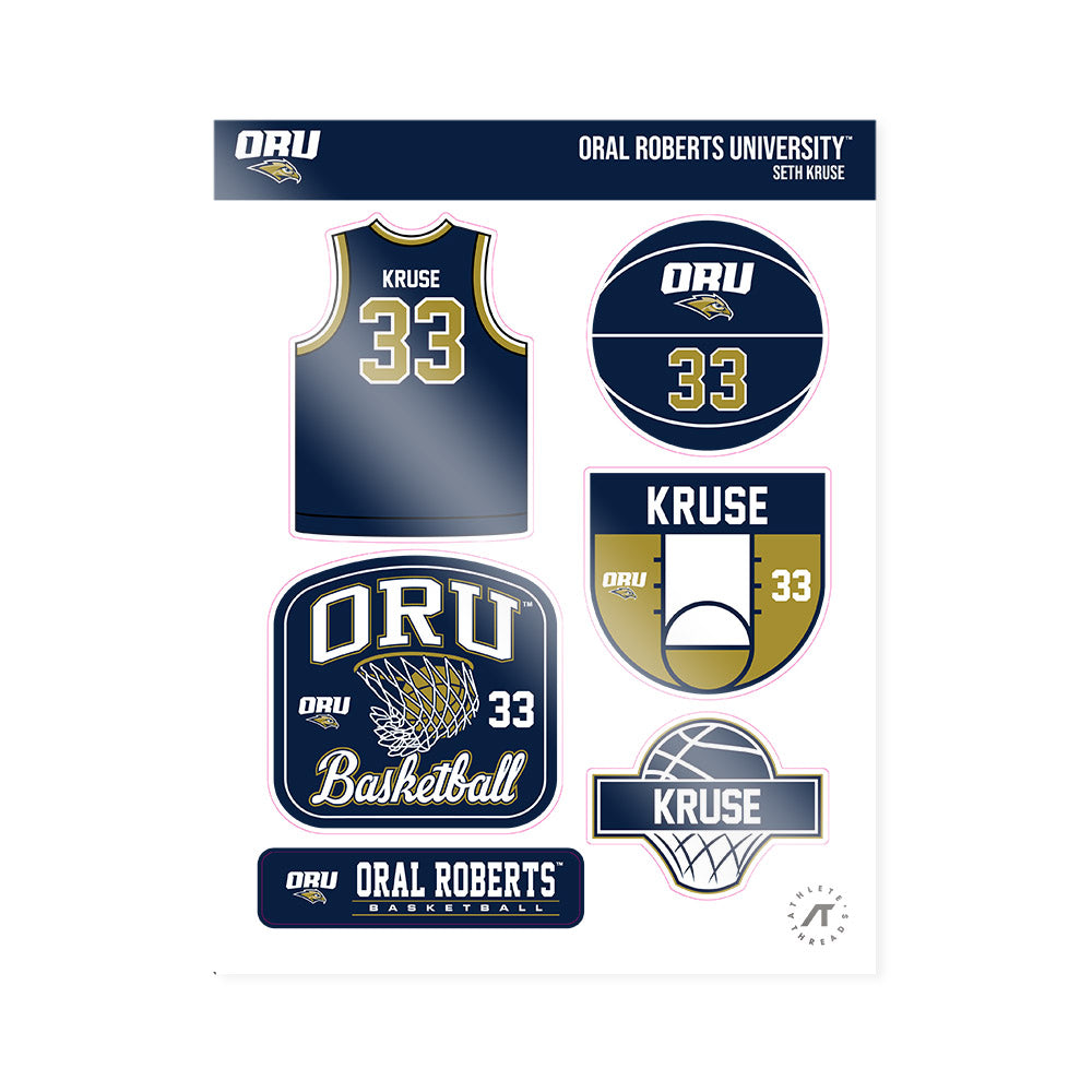 Oral Roberts - NCAA Men's Basketball : Seth Kruse - Sticker Sheet-0
