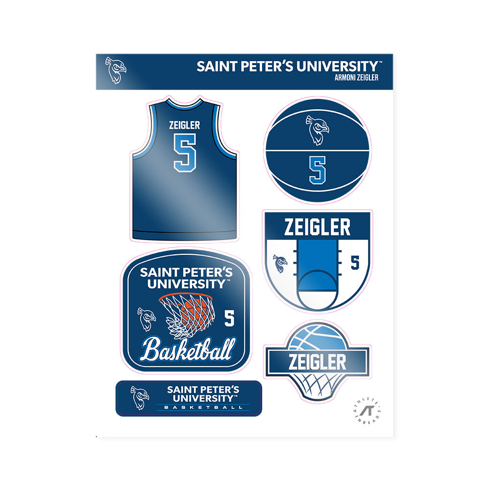 Saint Peter's - NCAA Men's Basketball : Armoni Zeigler - Sticker Sheet-0